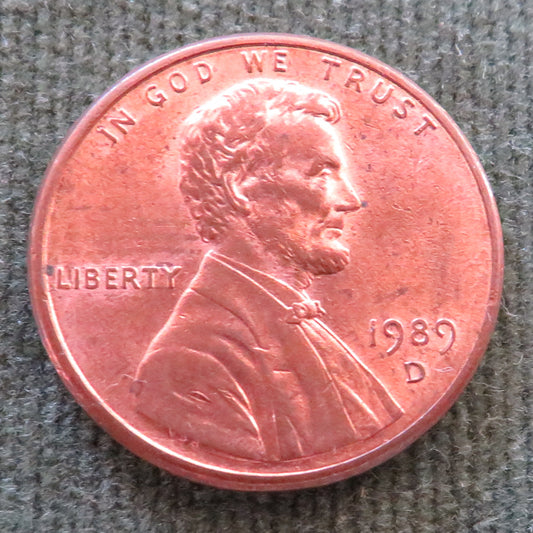 USA American 1989 D 1 Cent Lincoln Monument Coin - Circulated