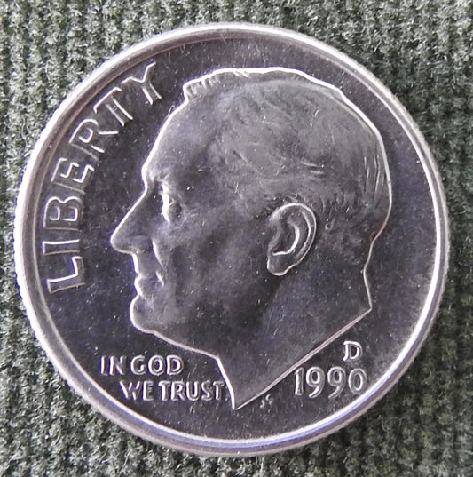 USA American 1990 D Dime Roosevelt Coin - Circulated