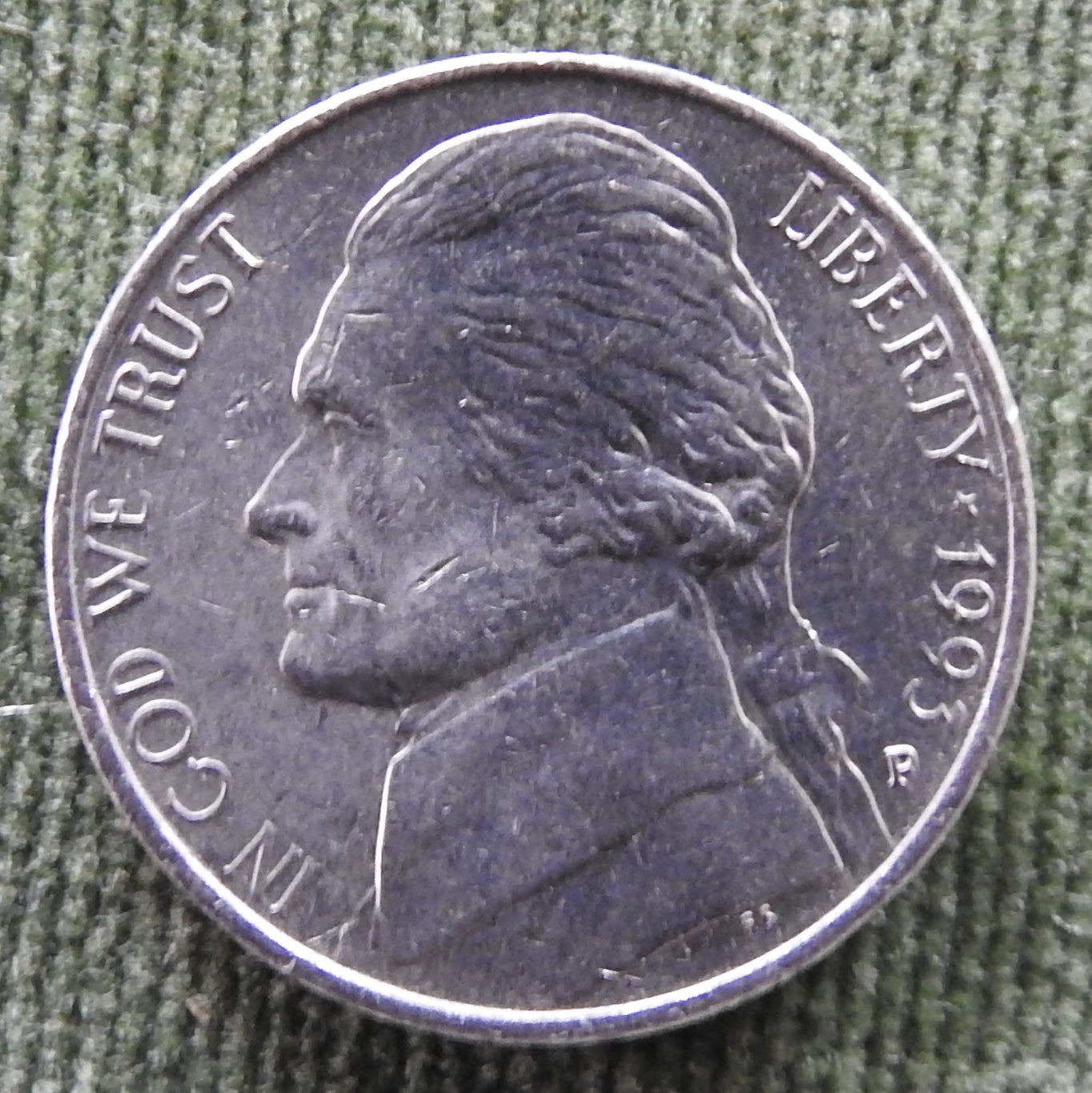 USA American 1993 P Nickel Jefferson Coin