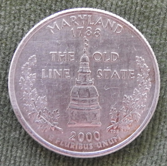 USA American 2000 D Maryland The Old Line State Quarter Washington Coin 1788