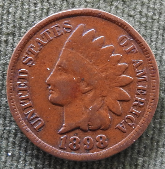 USA American 1898 1 Cent Indian Head Penny Coin