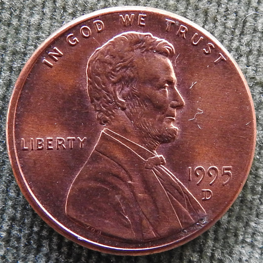 USA American 1995 D 1 Cent Lincoln Monument Coin - Circulated