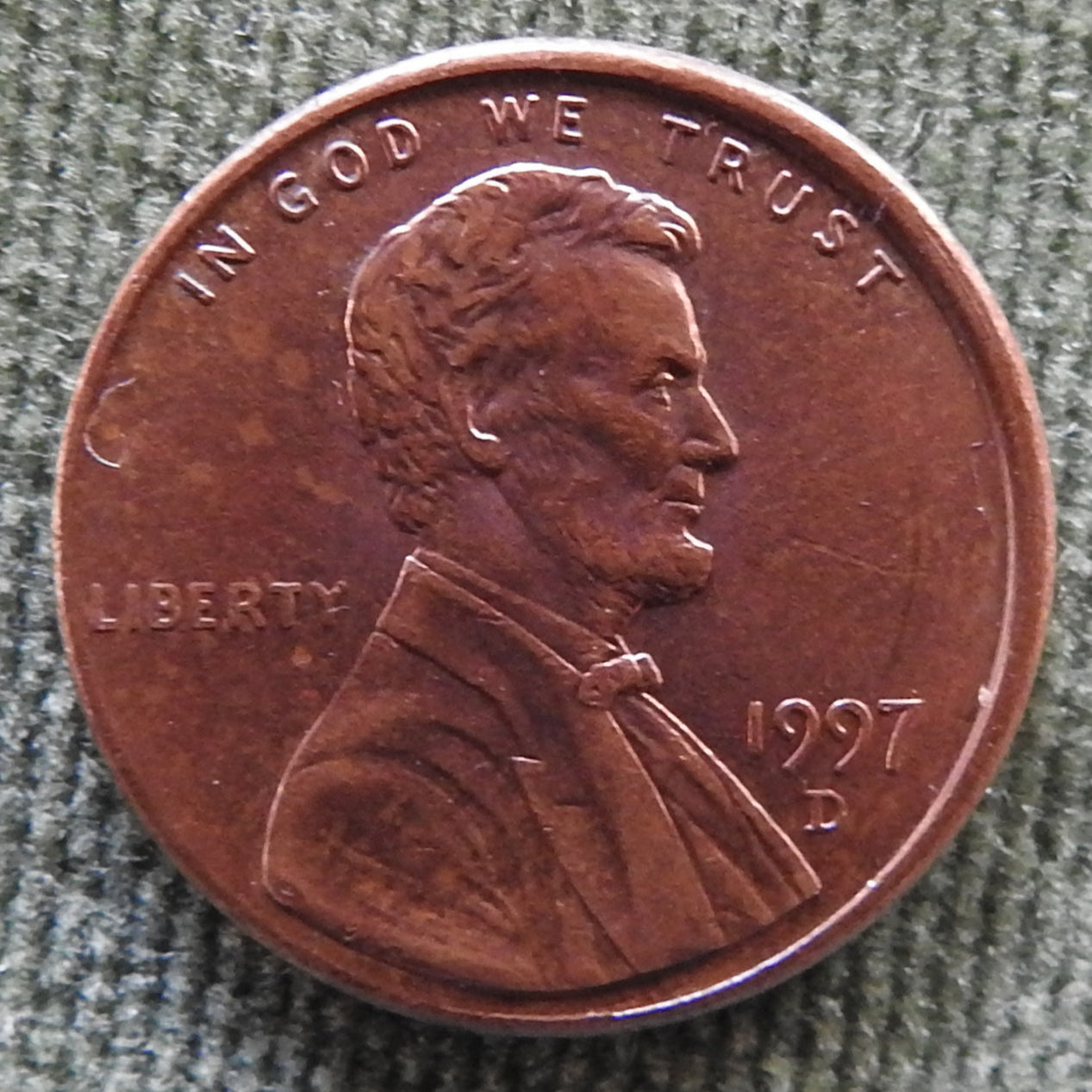USA American 1997 D 1 Cent Lincoln Monument Coin