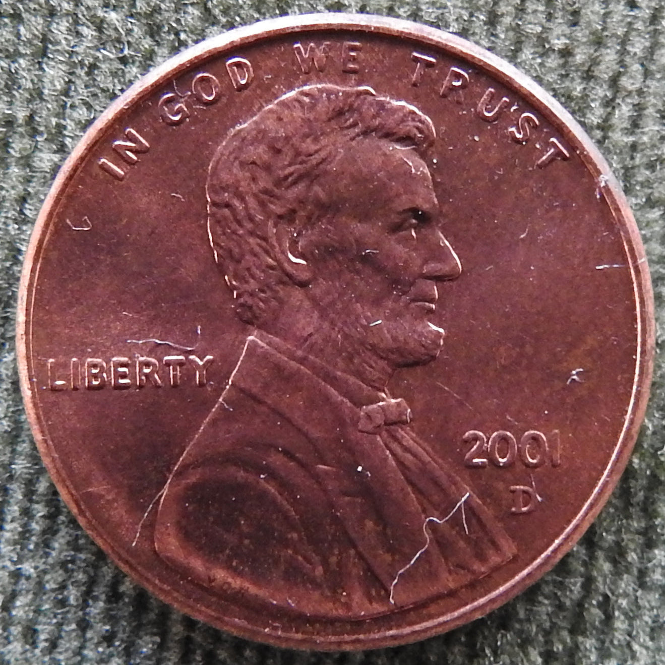 USA American 2001 D 1 Cent Lincoln Coin - Circulated