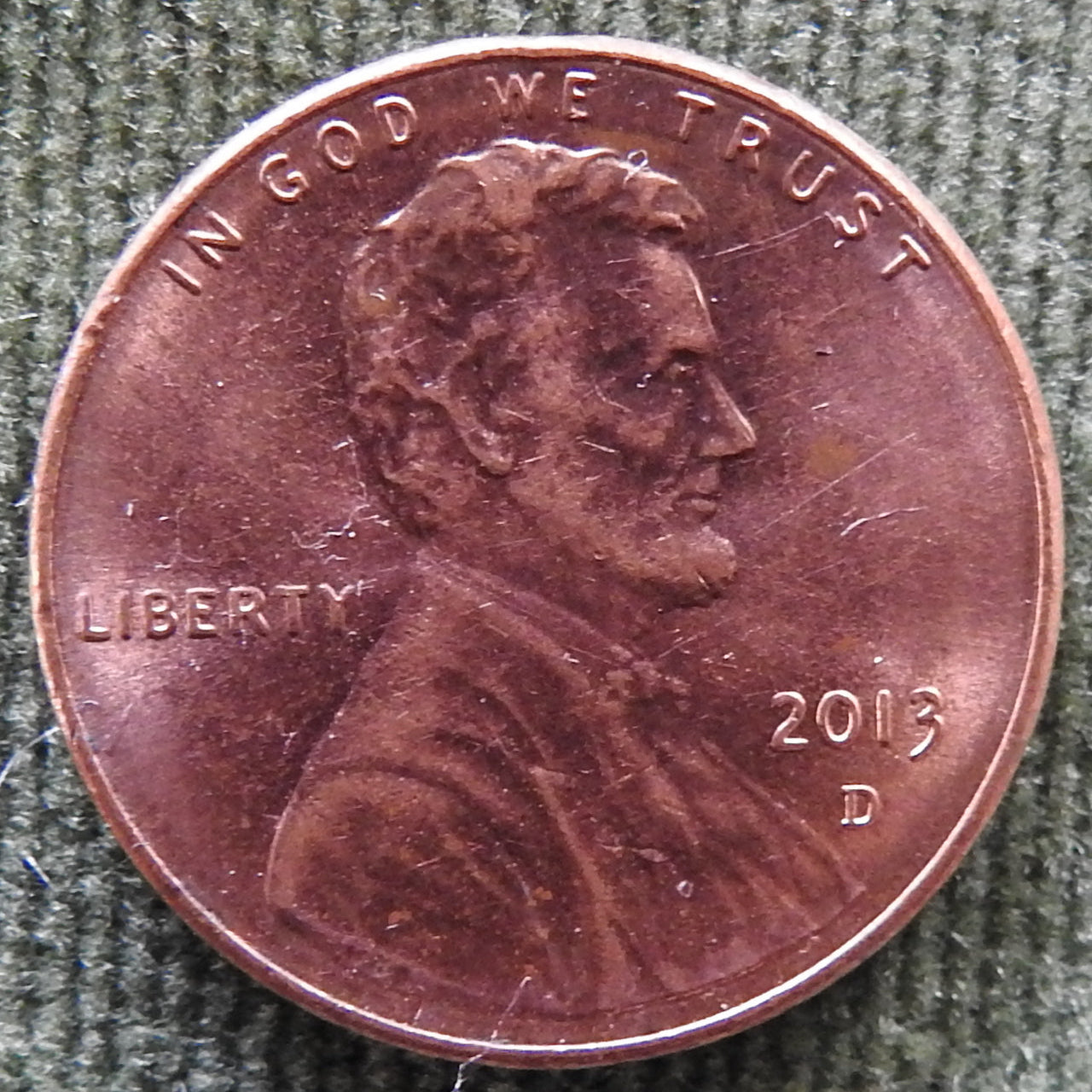 USA American 2013 D 1 Cent Lincoln Shield Coin