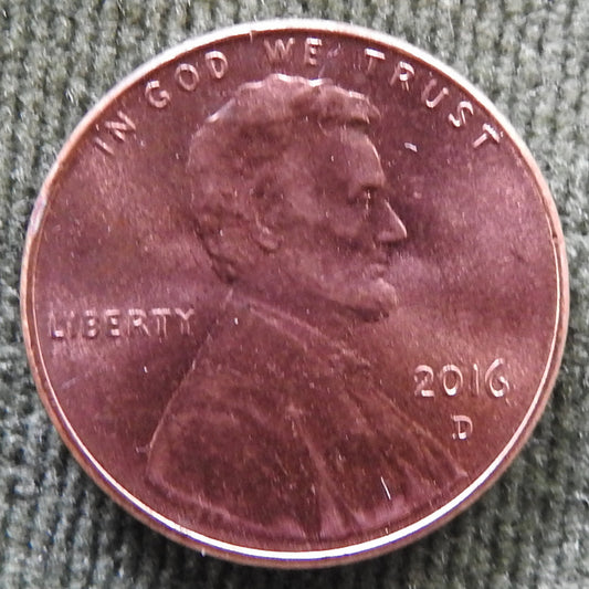 USA American 2016 D 1 Cent Lincoln Shield Coin