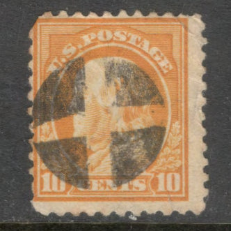 USA America 1917 10c Orange Yellow Benjamin Franklin Stamp - Perfin: 11.0