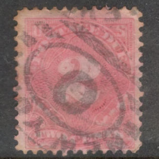 United States 1916 2c Rose Postage Due Numeral Stamp - Perfin: 11.5x11.75