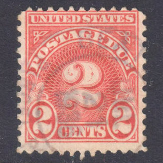 United States 1930 - 56 2c Dull Carmine Postage-Due Numeral Stamp Perfin:11x10.5