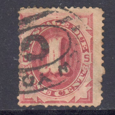 United States 1879 1c Brown Postage-Due Numeral Stamp Perfin:12