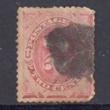 United States 1879 2c Brown Postage-Due Numeral Stamp Perfin:12