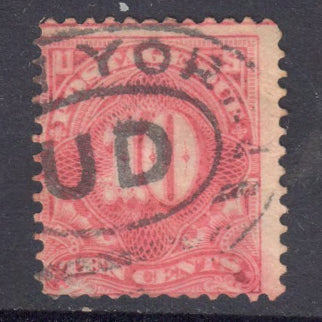 United States 1894 - 95 10c Deep Claret Postage-Due Numeral Stamp Perfin:12