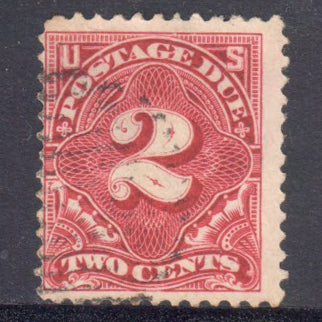 United States 1894 - 95 2c Cinabar Postage-Due Numeral Stamp Perfin:12