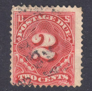 United States 1894 - 95 2c Cinabar Postage-Due Numeral Stamp Perfin:12