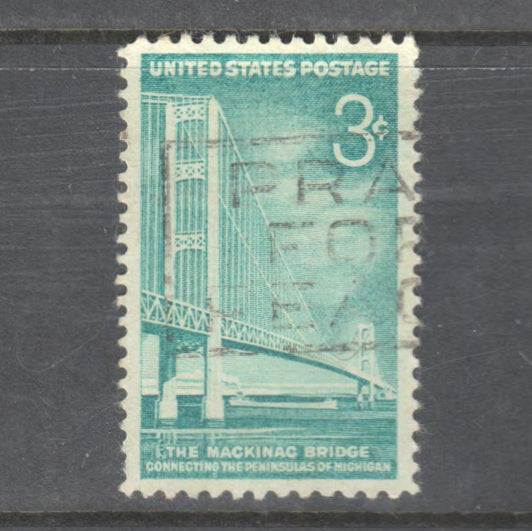 USA America 1958 3c Mackinac Bridge Stamp - Cancelled