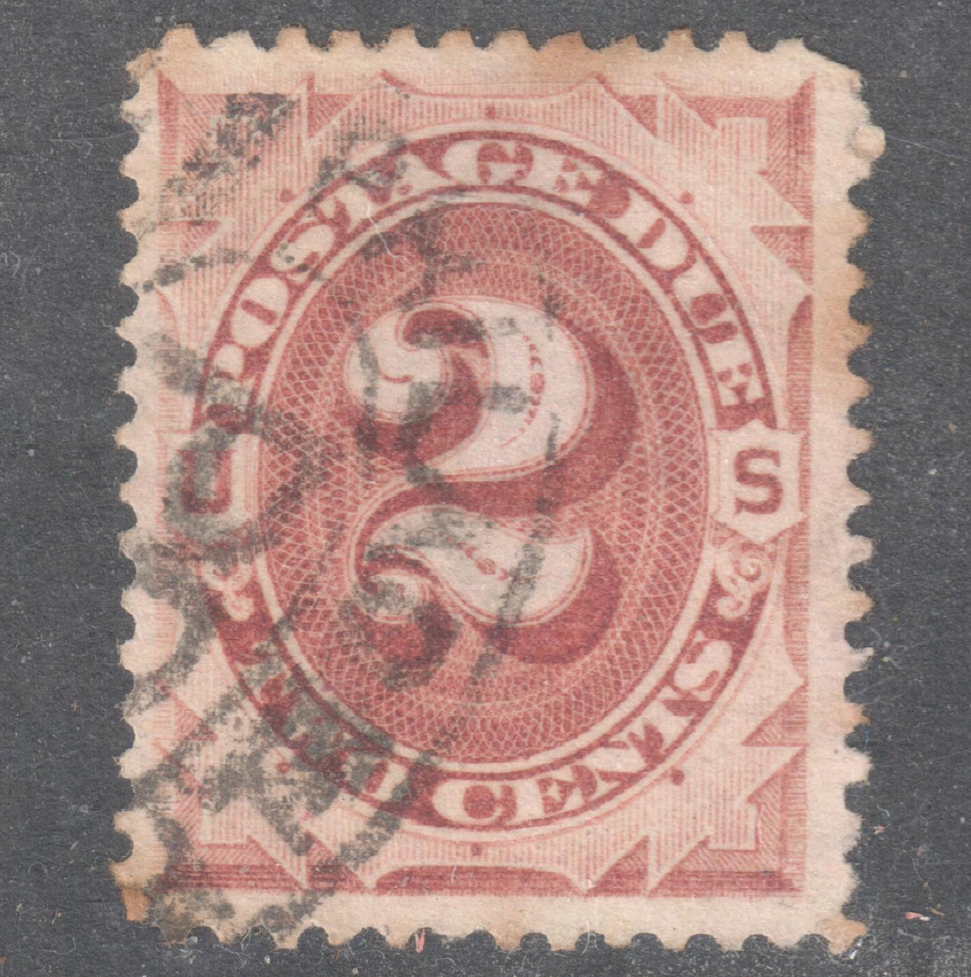 USA America 1879 2c Brown Postage-Due Numeral Stamp Perfin:12