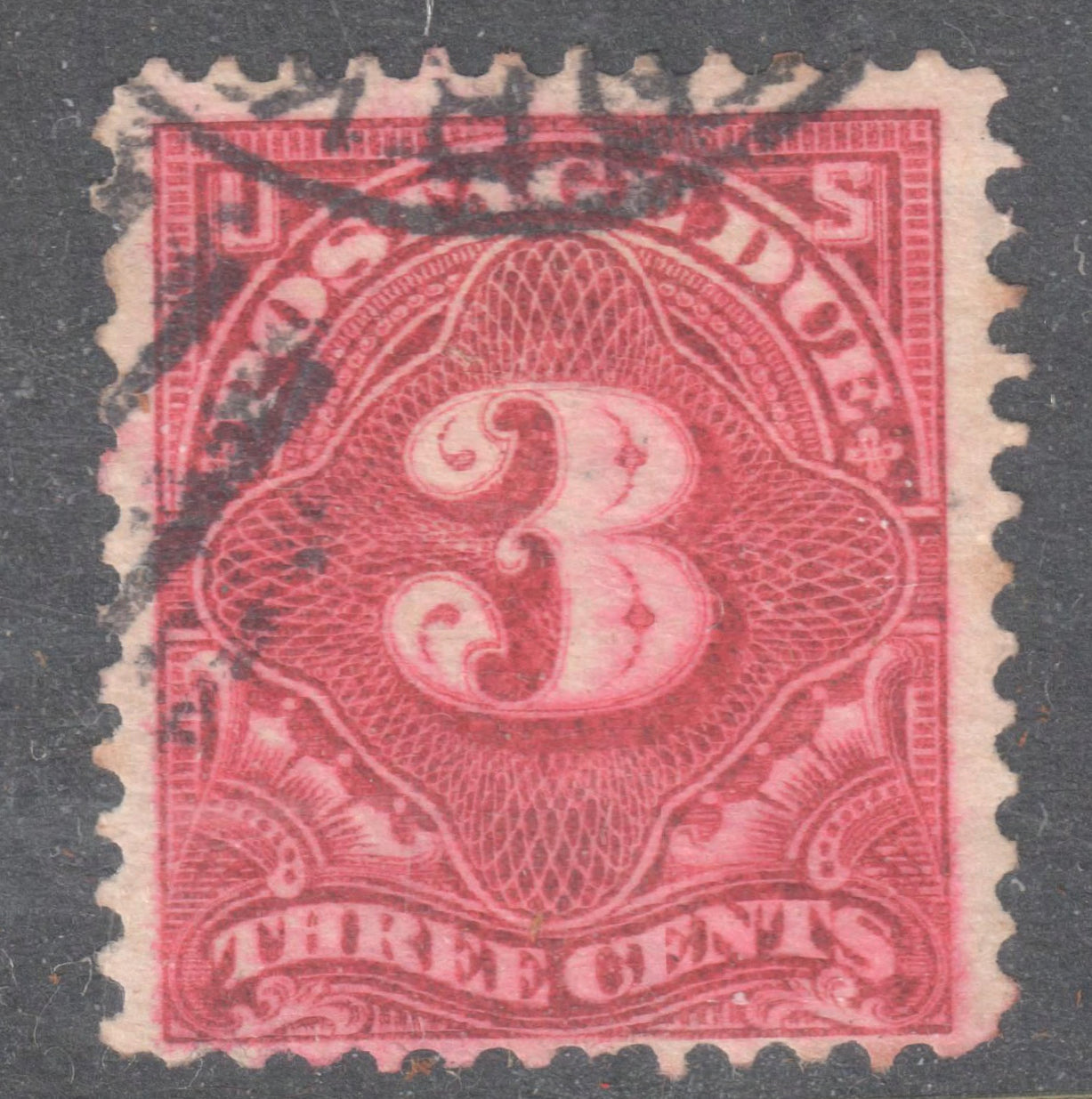 USA America 1894 95 3c Deep Claret Postage-Due Numeral Stamp Perfin:12