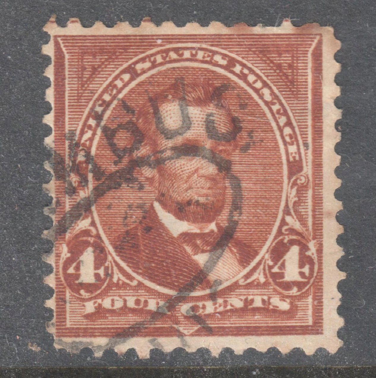 USA America 1898 4c Orange Brown Abraham Lincoln Stamp - Perfin 12