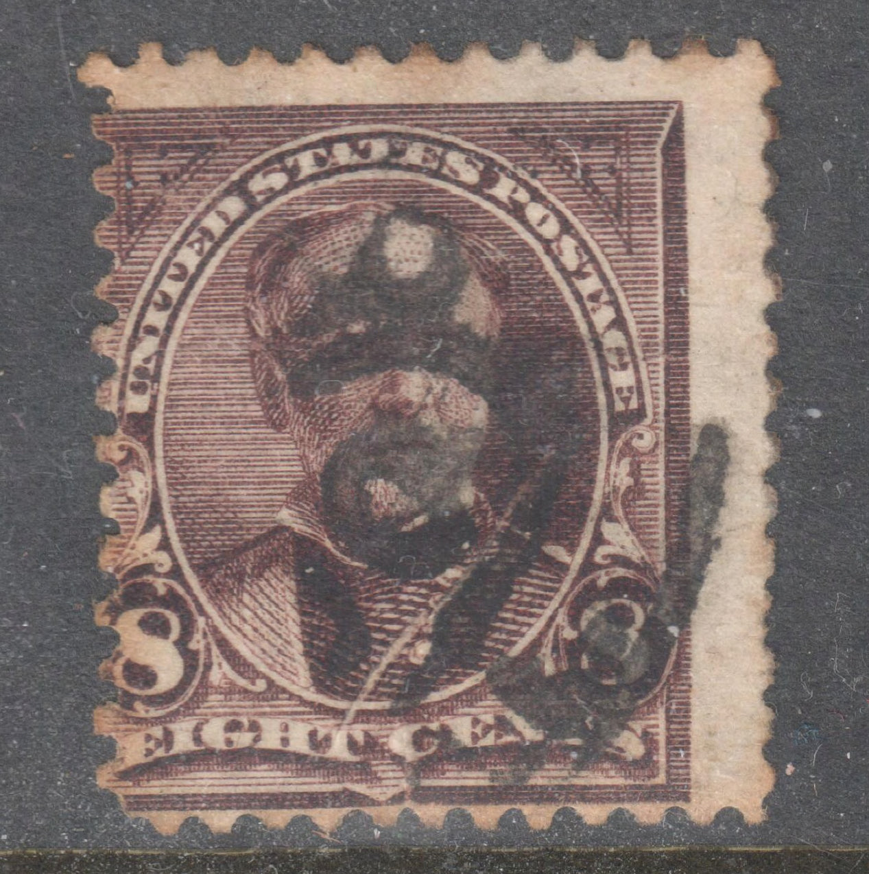 USA America 1893 8c Lilac General William T. Sherman Stamp - Perfin 12