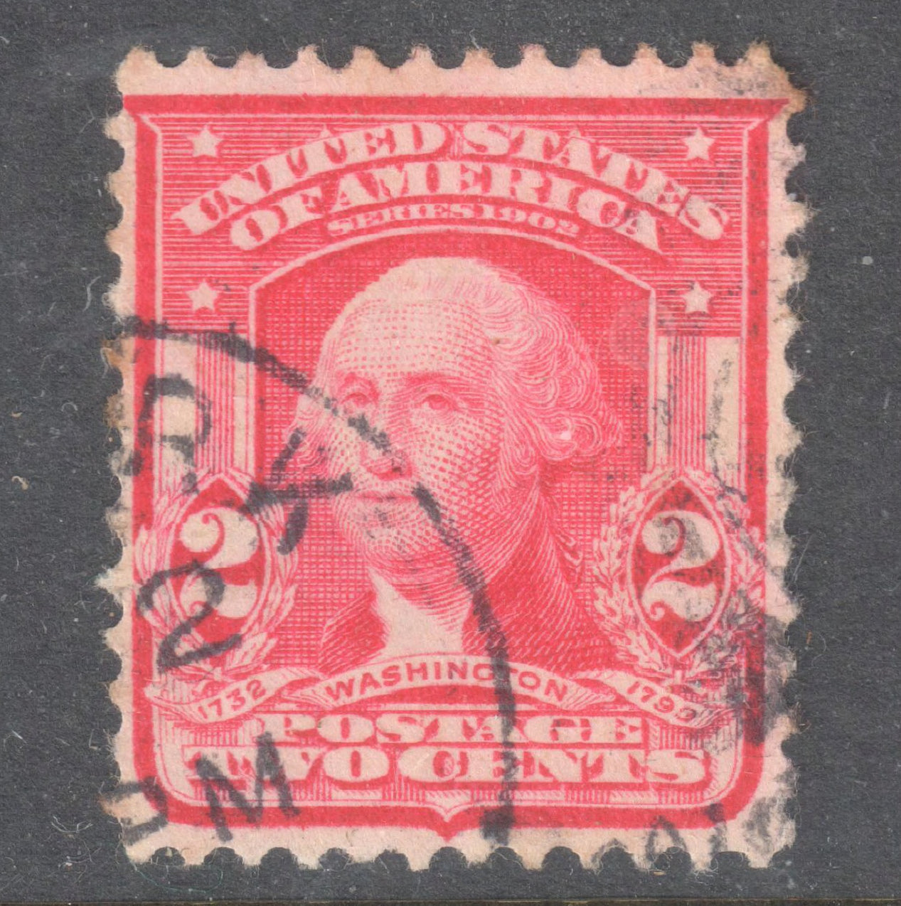 USA America 1903 2c Scarlet George Washington Postage Stamp Perfin:12