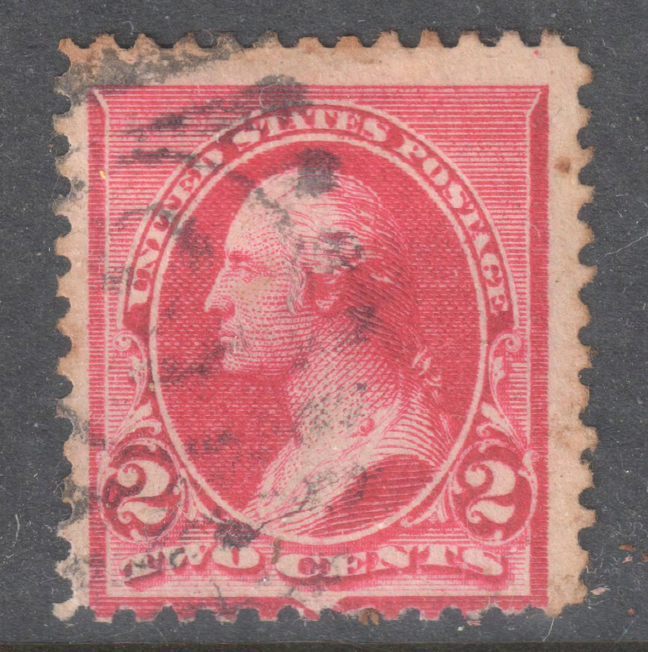 USA America 1890 2c Carmine George Washington Postage Stamp Perfin:12