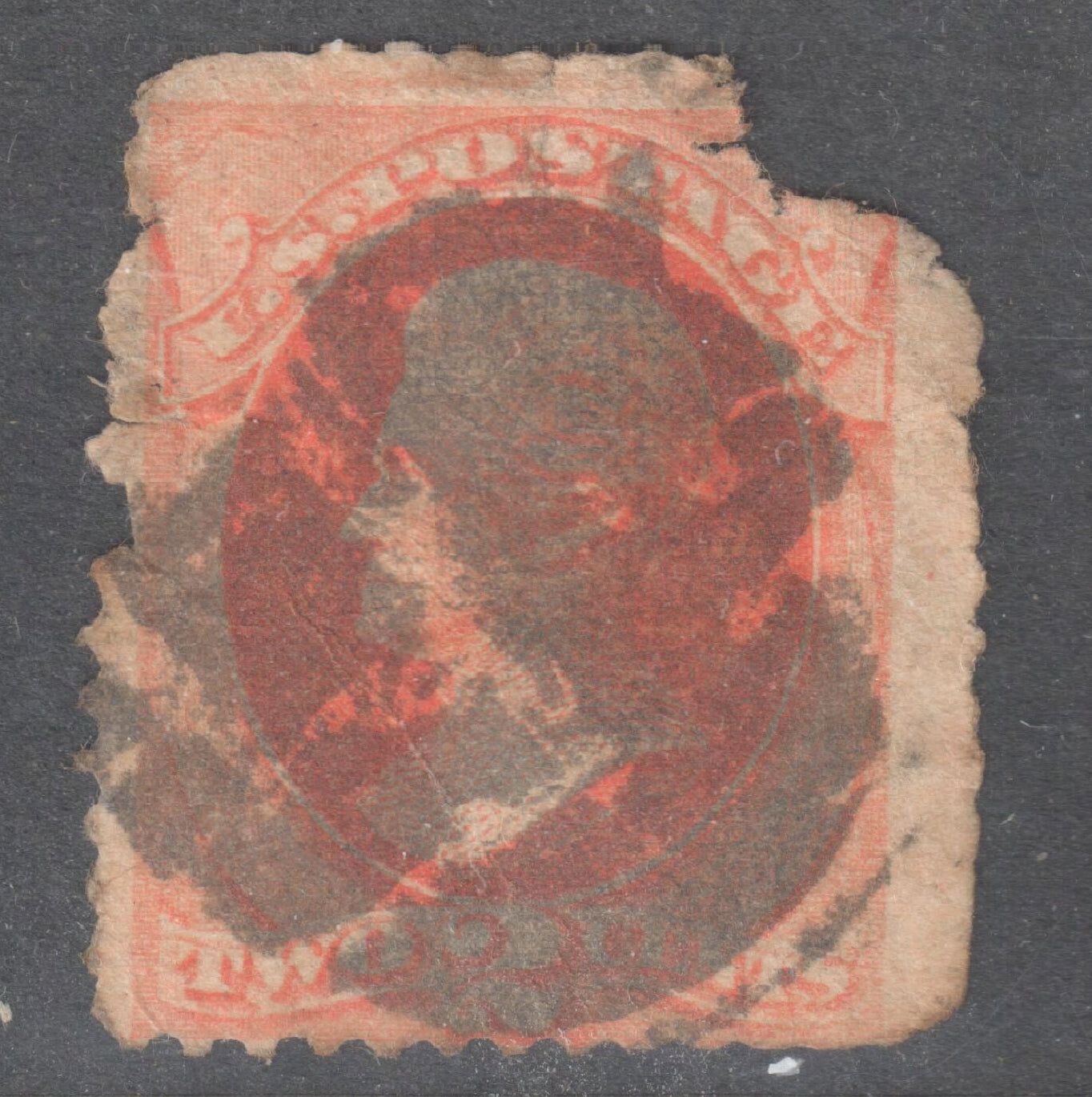 USA America 1875 2c Carmine Andrew Jackson Stamp - Damaged