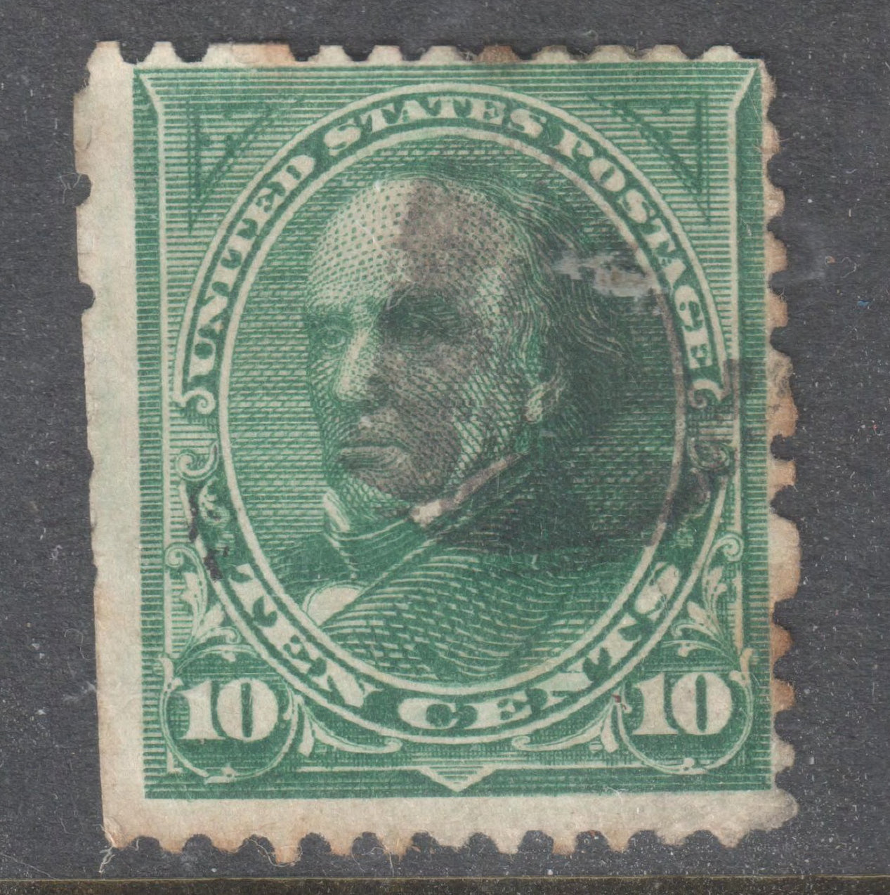 USA America 1894 10c Green Daniel Webster Postage Stamp Perfin:12