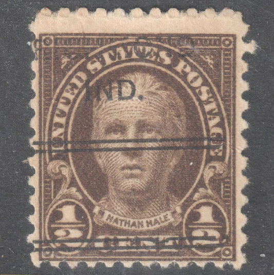 USA America 1925 1/2c Dark Brown Nathan Hale Stamp - Cancelled