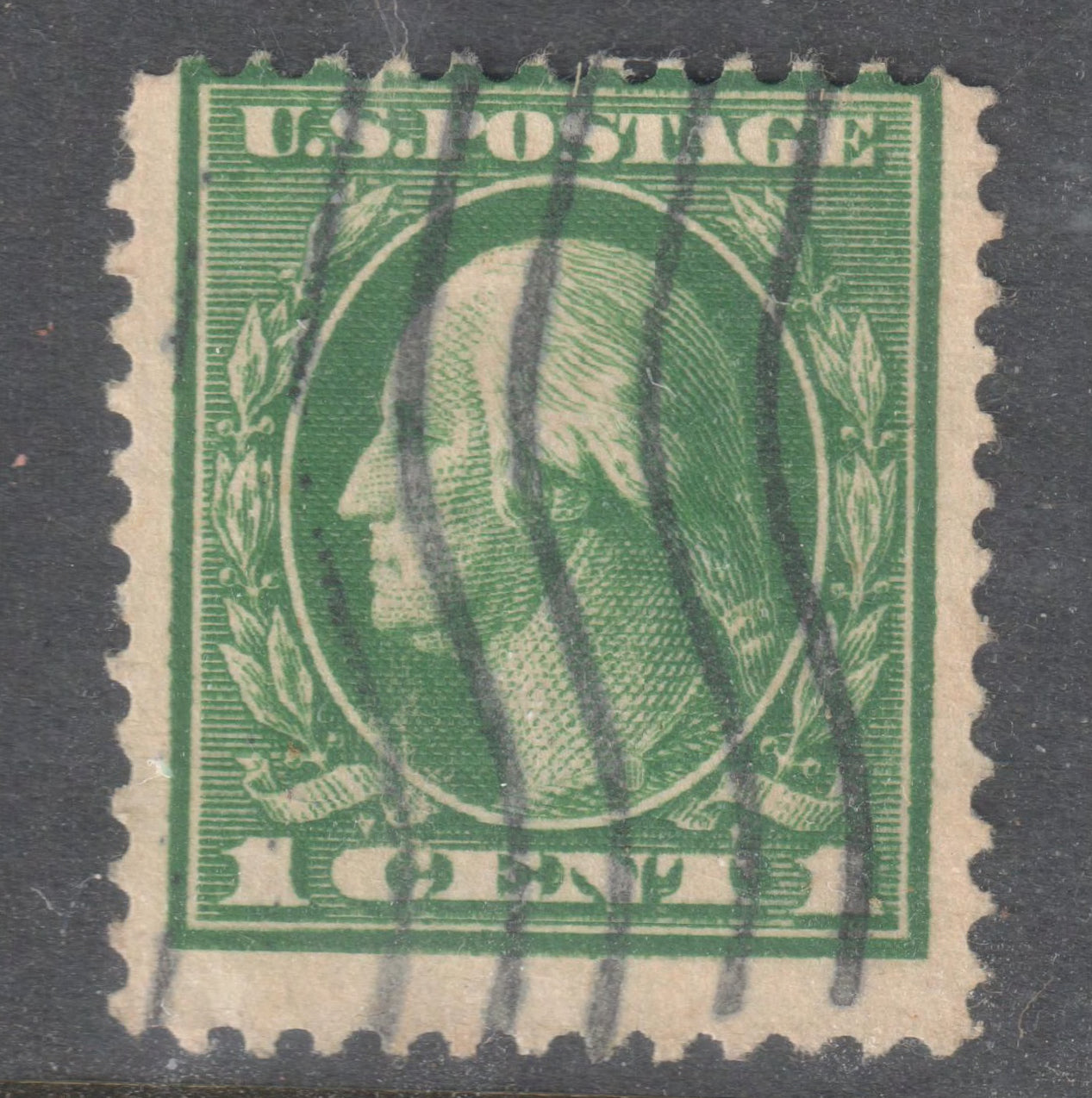 USA America 1912 1c Green George Washington Postage Stamp Perfin:12