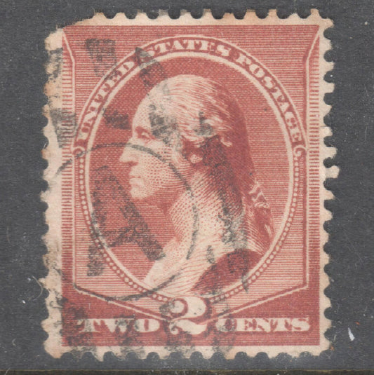 USA America 1883 2c Redish Brown George Washington Stamp - Hard Paper Cancelled