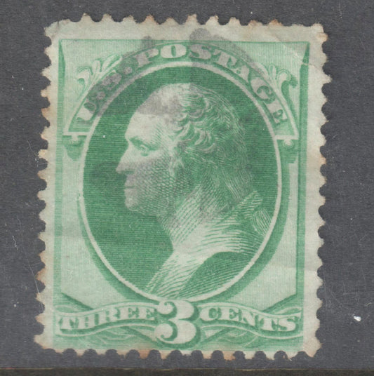 USA America 1870 3c Green George Washington Stamp - Cancelled