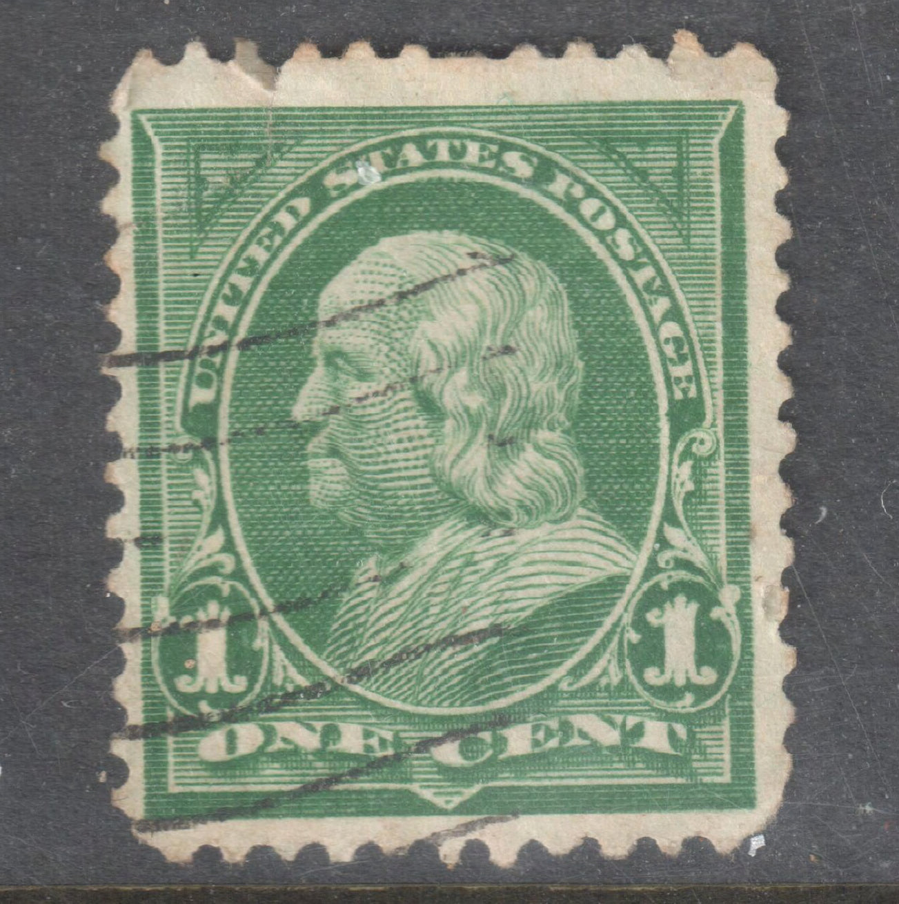 USA America 1898 1c Deep Green Benjamin Franklin Stamp - Cancelled