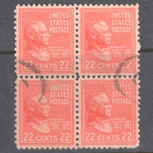 USA America 1938 - 39 22c Grover Cleveland Stamps - Block of 4