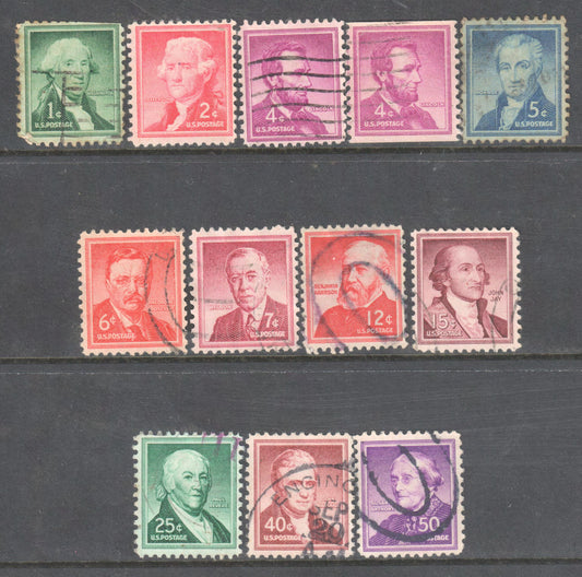 USA America 1954 - 73 Liberty Issue Partial Stamp Set (12 Stamps) - Cancelled