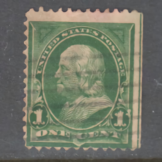 USA America 1898 1c Deep Green Benjamin Franklin Stamp - Cancelled