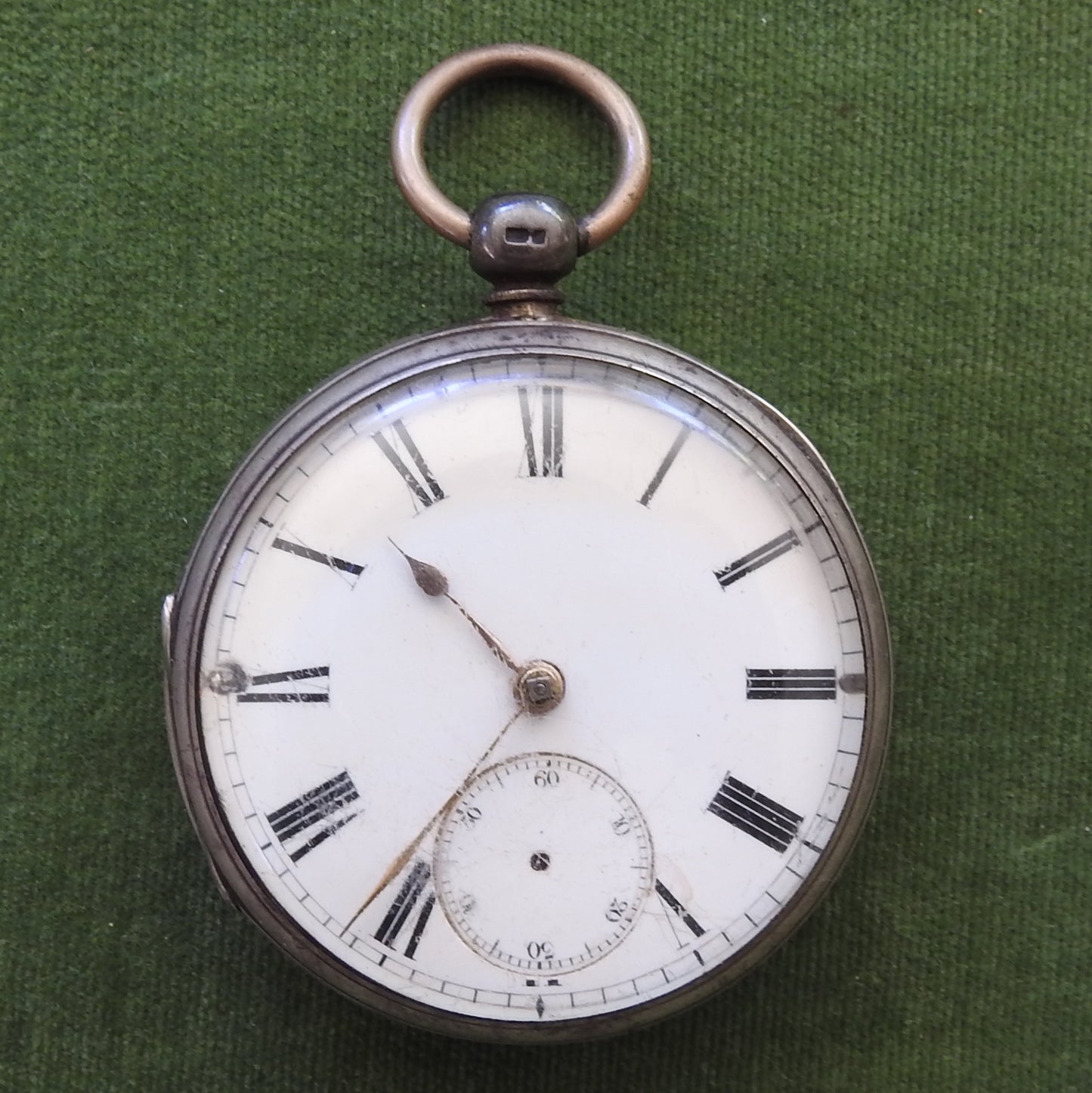 Unmarked 925 Open Face Key Wind & Set Silver Pocket Watch c1915
