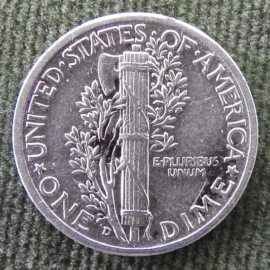 USA American 1944 D Silver Winged Mercury Dime Coin