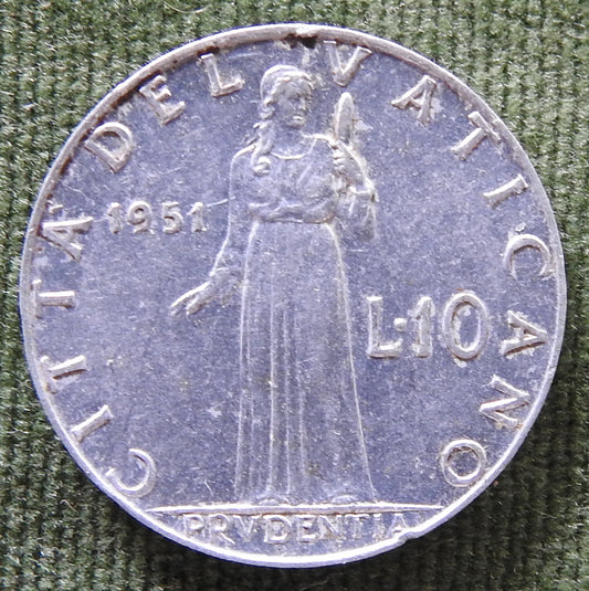 Vatican 1951 10 Lira Pope Pius XII Coin