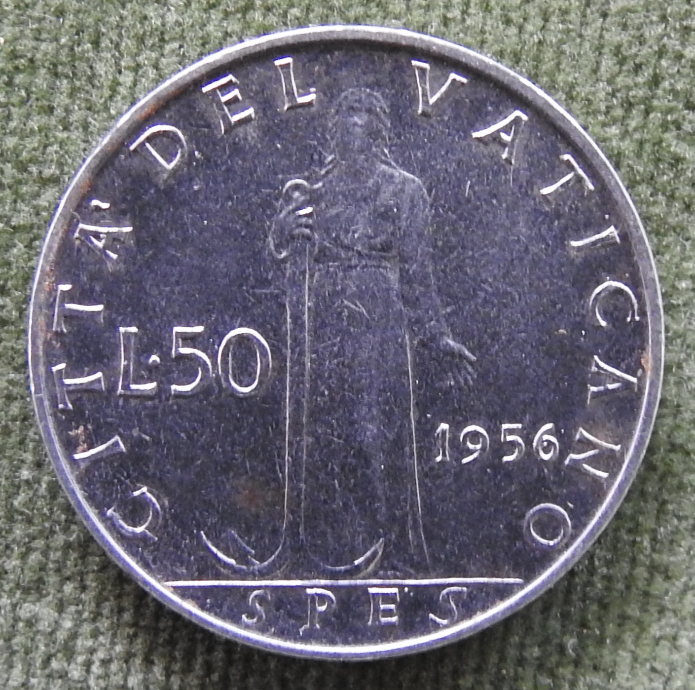 Vatican 1956 50 Lira Pius XII Vatican Coin