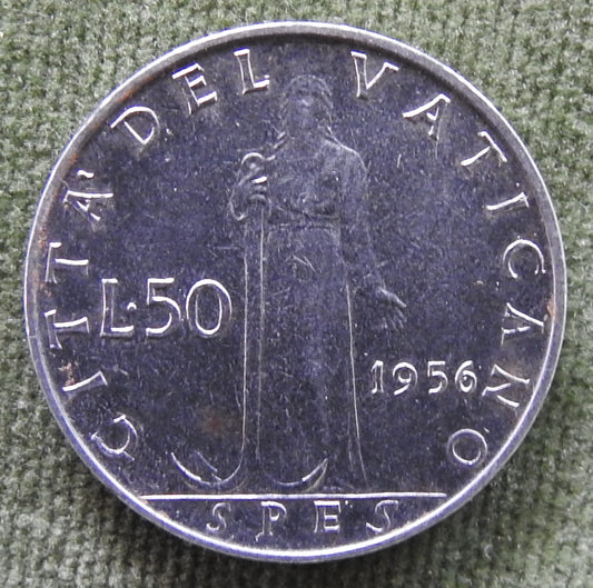 Vatican 1956 50 Lira Pius XII Vatican Coin