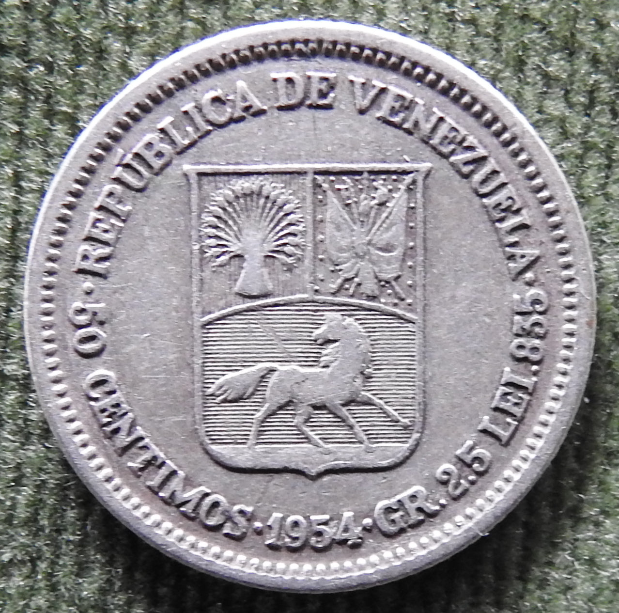 Venezuela 1954 50 Centimos Coin - VF