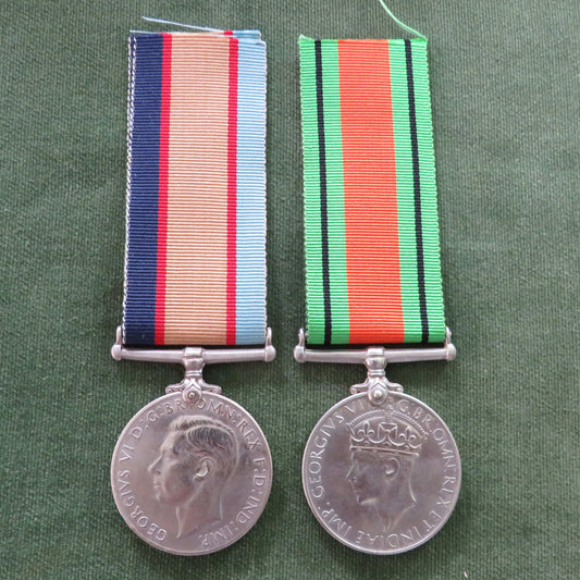 RAN WWII Named Defense & Service Medal Pair With Replaced Ribbons