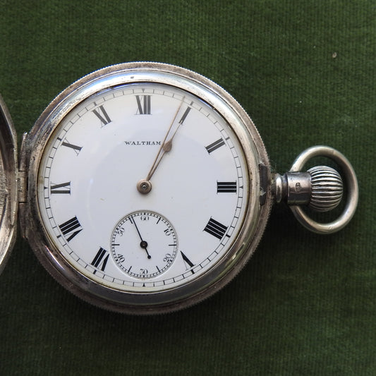 Waltham 925 Full Hunter Sterling Silver Pocket Watch 1906