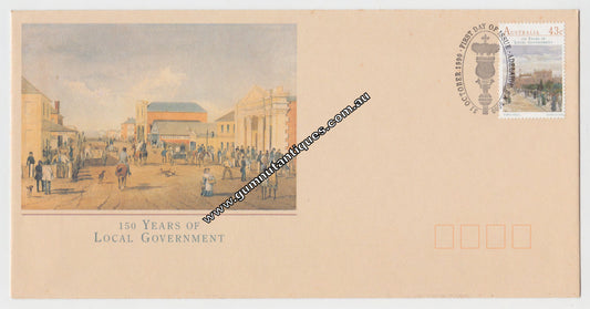 Australian First Day Cover 150 Years Of Local Government 43c Postmarked 31 October 1990