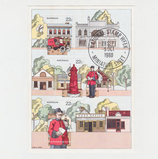 Australian 1980 National Stamp Week Minature Sheet