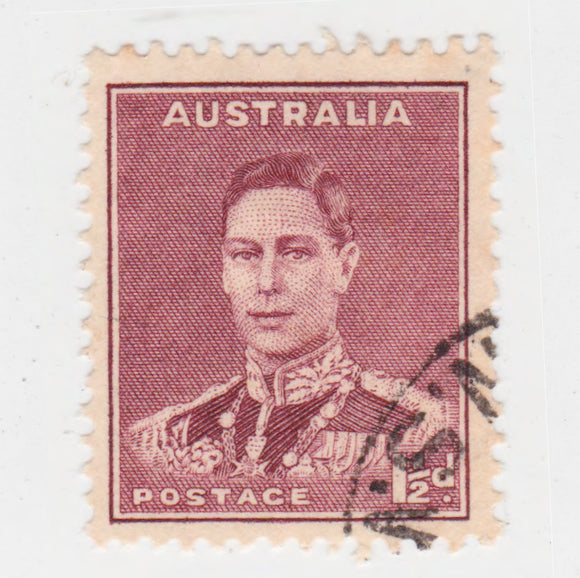Australian 1941 1 1/2 Penny Maroon King George VI Stamp Type 2