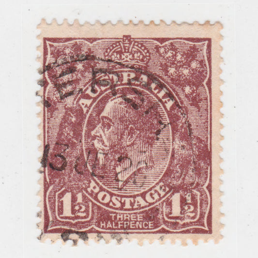 Australian 1919 1 1/2 Penny Red Brown KGV King George V Stamp - Type 4 Large Multiple Watermark