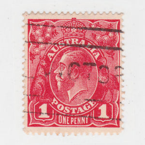 Australian 1919 1 Penny Red KGV King George V Stamp - Type 2 Second Watermark
