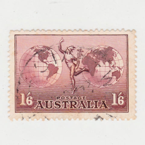 Australian 1934 1 Silling & 6 Pence Dull Purple Hermes Type 1