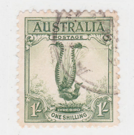 Australian 1932 1 Shilling Green Lyrebird Stamp